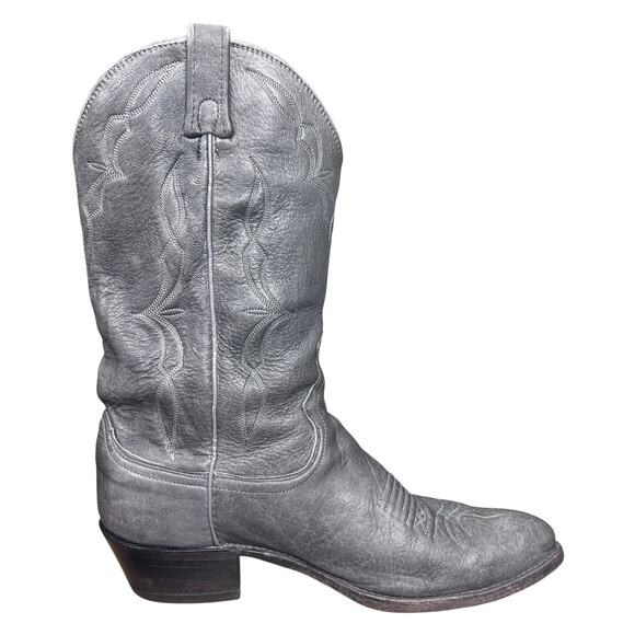 Vintage Dan Post Made in USA Grey Leather Cowboy Boots 11 D main image 11